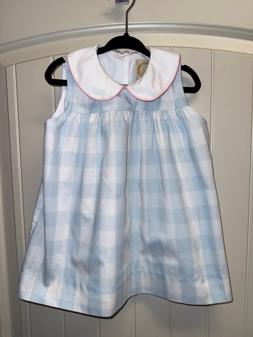 TBBC Blue and White Gingham Girls' Peter Pan Collar Dress